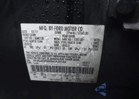 2011 Ford Explorer Xlt from USA, damaged, VIN 1FMHK8D85BGA39152